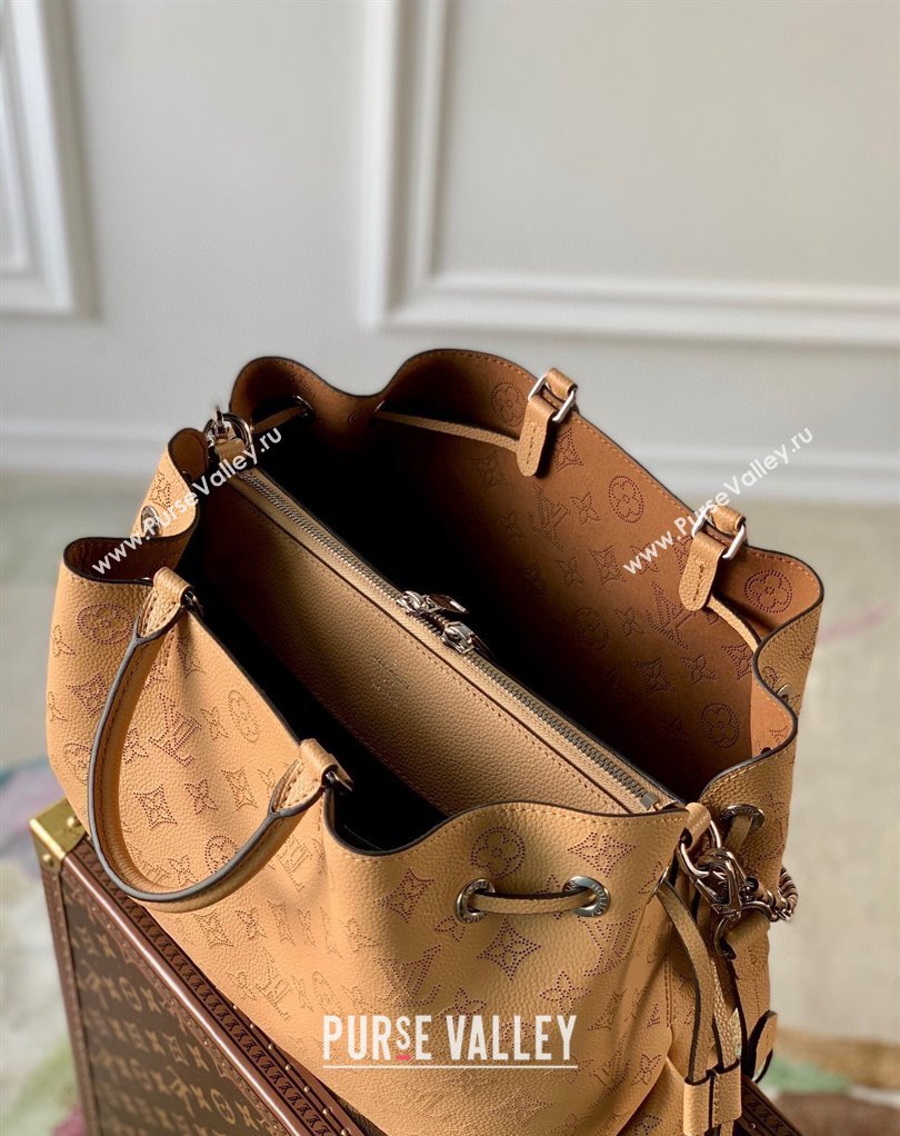 Louis Vuitton Bella Tote Bag in Mahina Perforated Calfskin M59655 Light Brown 2025 (KI-250121022)