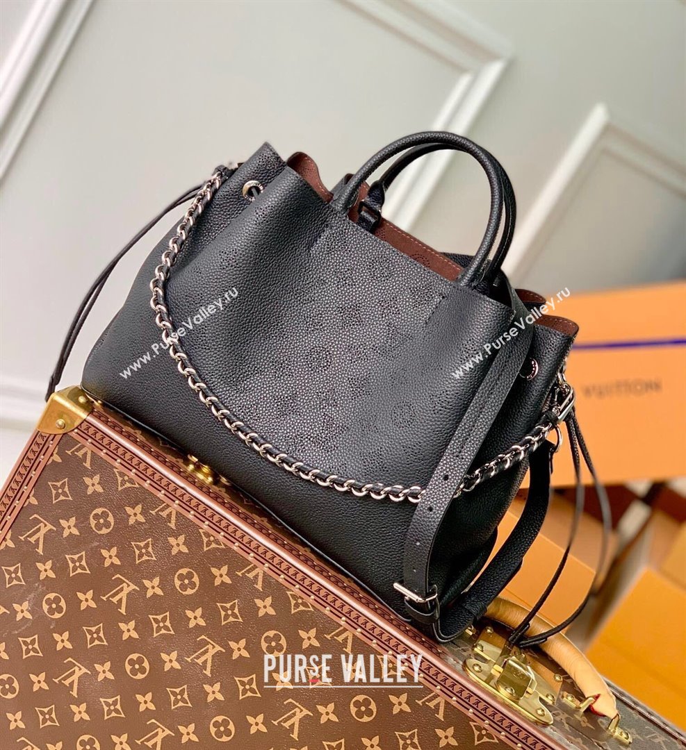 Louis Vuitton Bella Tote Bag in Mahina Perforated Calfskin M59200 Black 2022 (KI-22031508)