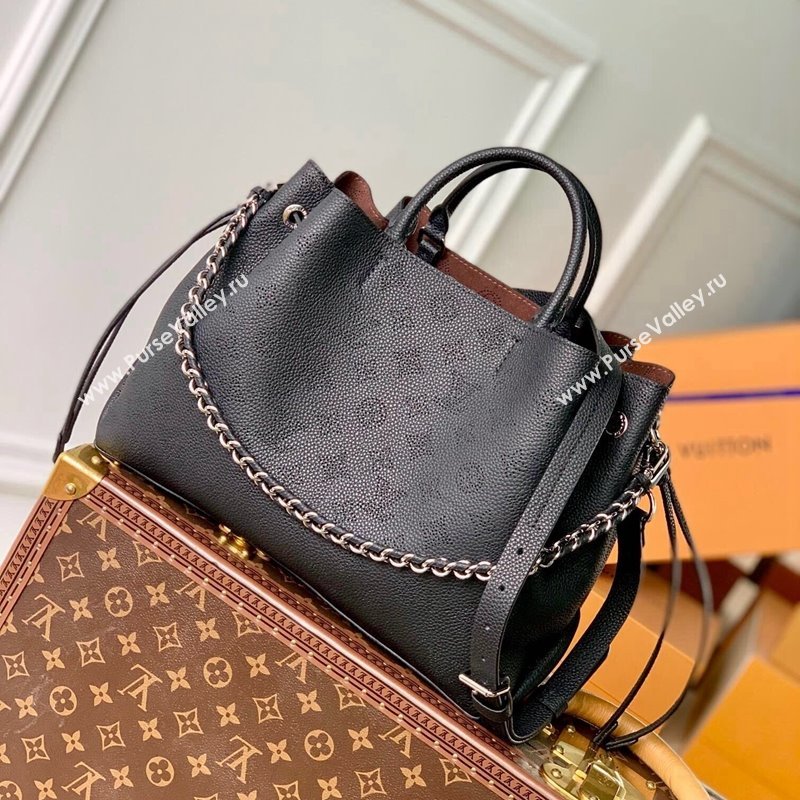 Louis Vuitton Bella Tote Bag in Mahina Perforated Calfskin M59200 Black Leather 2025 (KI-250121023)