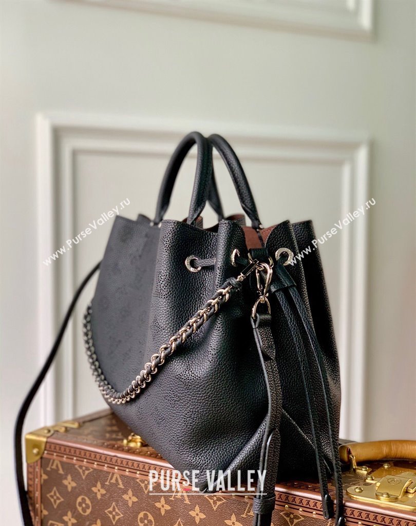 Louis Vuitton Bella Tote Bag in Mahina Perforated Calfskin M59200 Black Leather 2025 (KI-250121023)