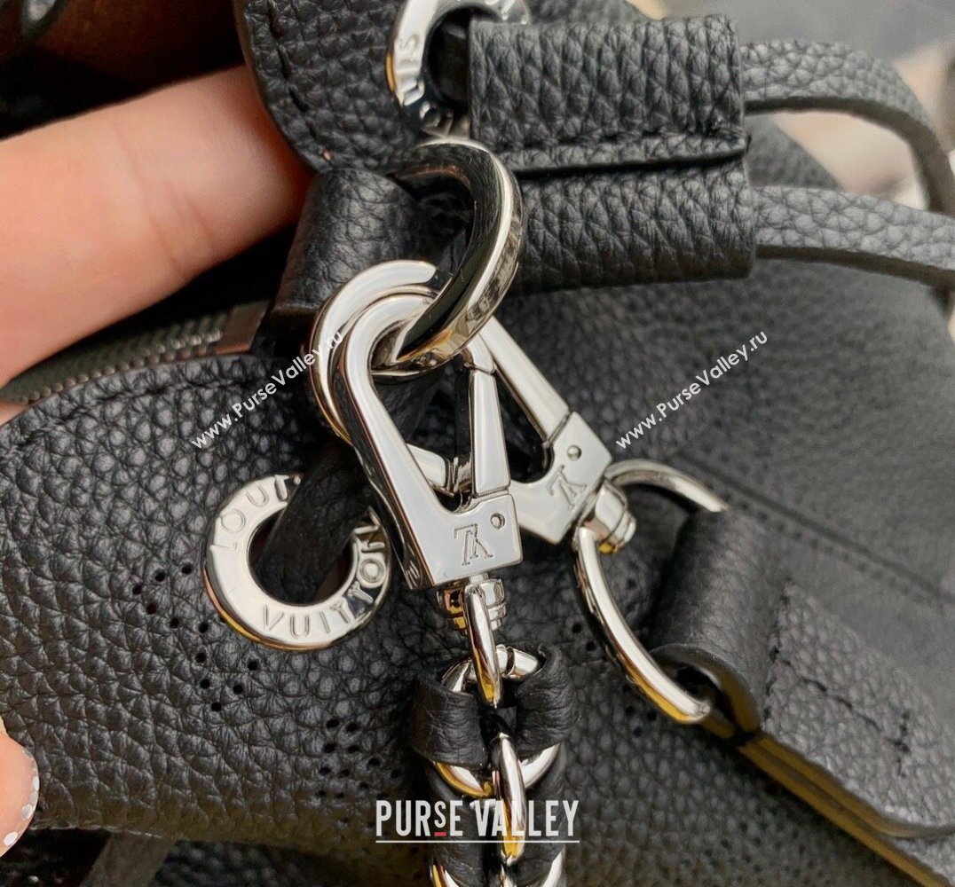 Louis Vuitton Bella Tote Bag in Mahina Perforated Calfskin M59200 Black Leather 2025 (KI-250121023)