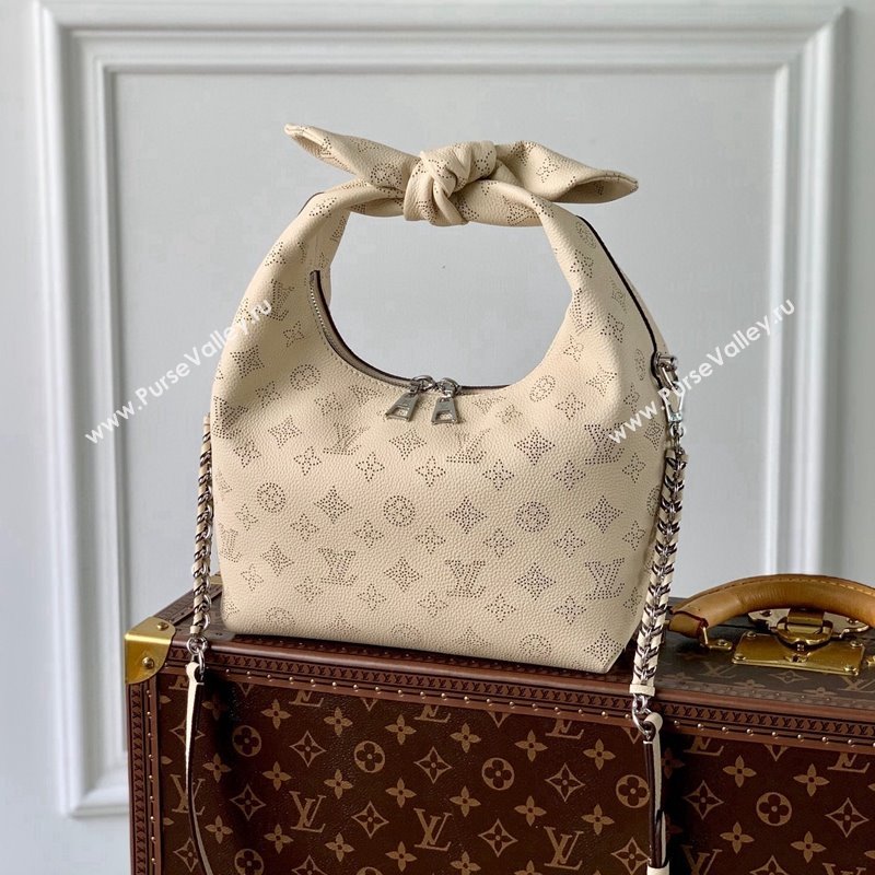 Louis Vuitton Why Knot PM Hobo bag in Mahina Perforated Leather M20700 Cream Beige 2025 (KI-250120090)