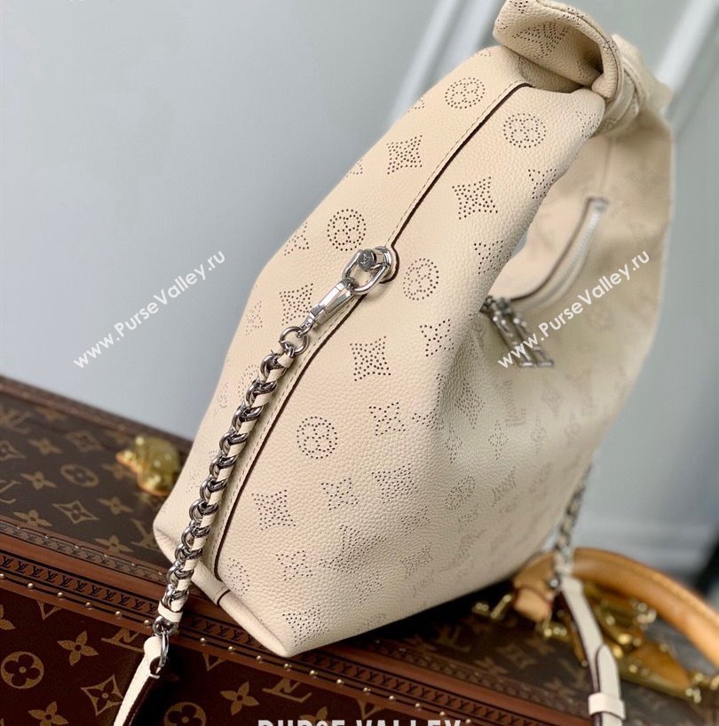 Louis Vuitton Why Knot PM Hobo bag in Mahina Perforated Leather M20700 Cream Beige 2025 (KI-250120090)