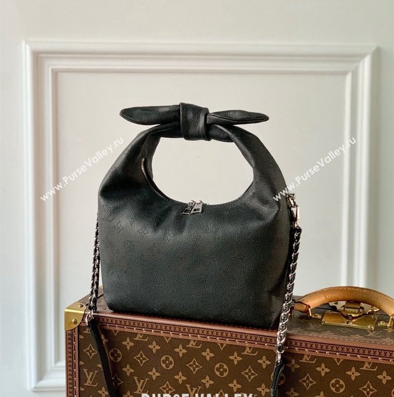 Louis Vuitton Why Knot PM Hobo bag in Mahina Perforated Leather M20703 Black 2025 (KI-250120091)