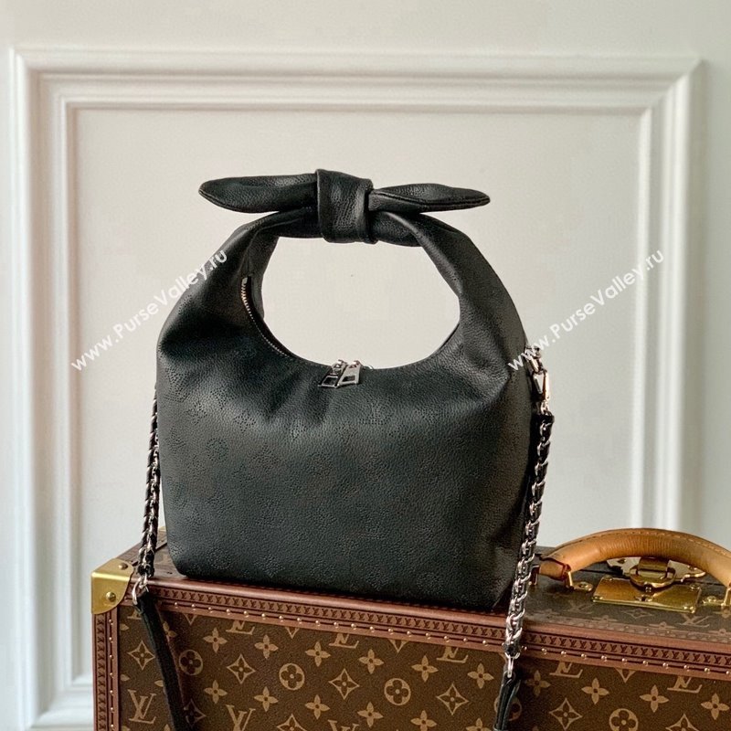 Louis Vuitton Why Knot PM Hobo bag in Mahina Perforated Leather M20703 Black 2025 (KI-250120091)