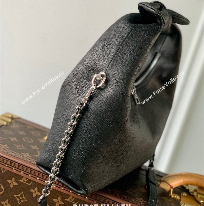 Louis Vuitton Why Knot PM Hobo bag in Mahina Perforated Leather M20703 Black 2025 (KI-250120091)