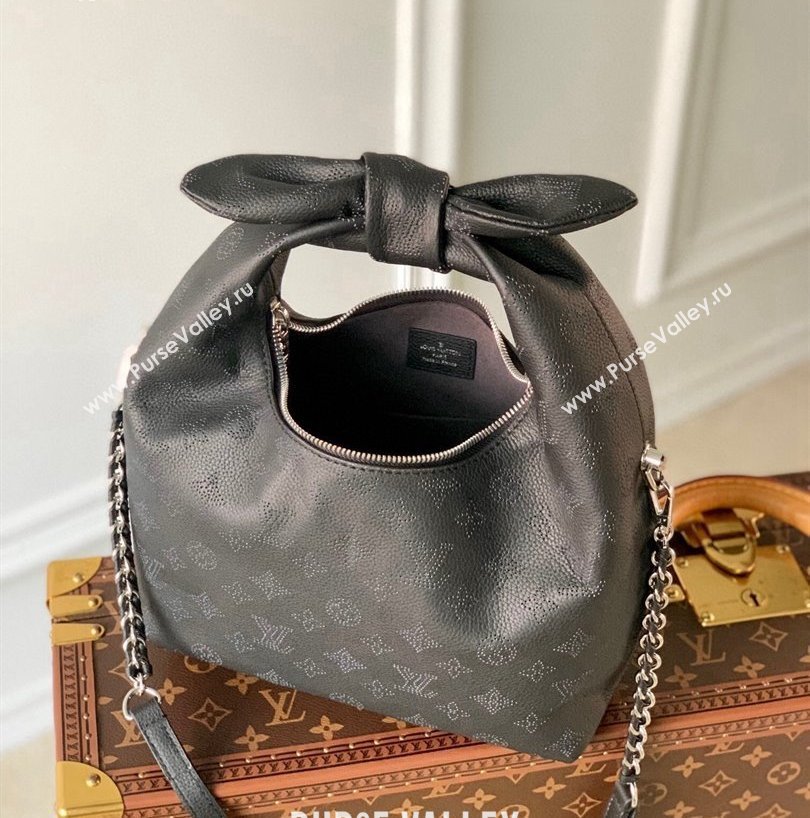 Louis Vuitton Why Knot PM Hobo bag in Mahina Perforated Leather M20703 Black 2025 (KI-250120091)