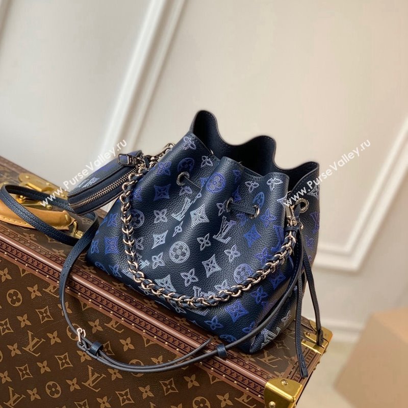 Louis Vuitton Mahina Monogram Perforated Bella Bucket Bag M59552 Dark Blue 2025 (KI-250121011)