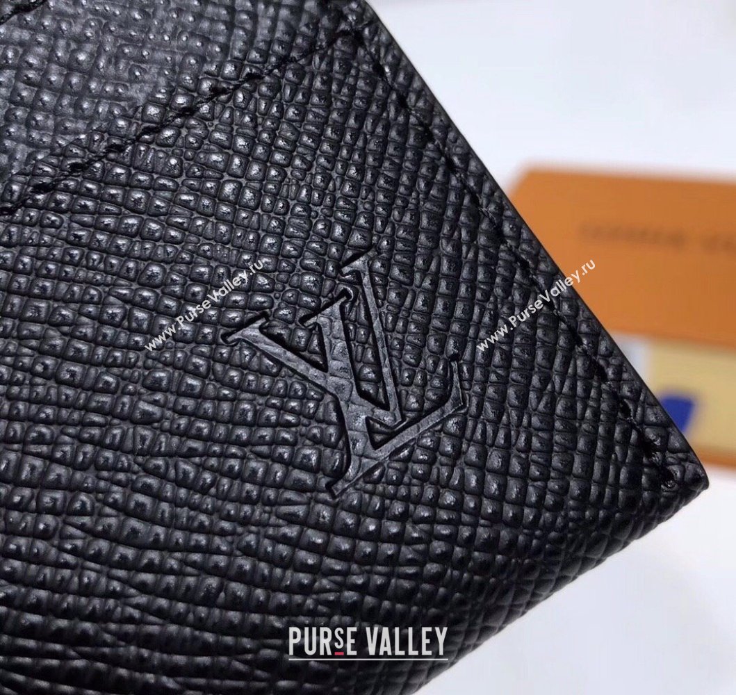 Louis Vuitton Card Holder Wallet in Black Grained Leather M60703 2024 (KI-241210104)