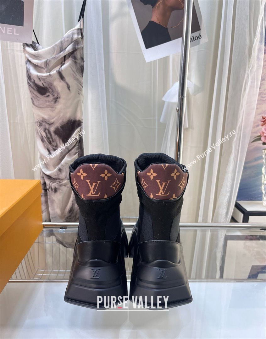 Louis Vuitton LV Archlight 2.0 Platform Ankle Boot in Suede and Fabric Black 2023 1ABI1J (MD-230904026)