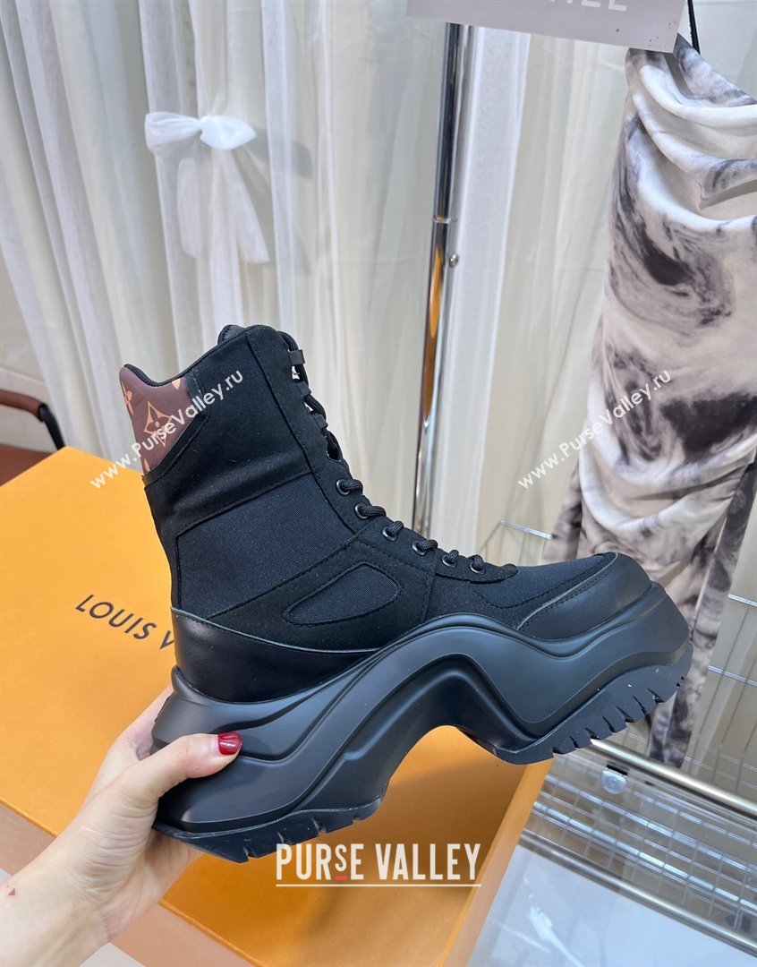 Louis Vuitton LV Archlight 2.0 Platform Ankle Boot in Suede and Fabric Black 2023 1ABI1J (MD-230904026)