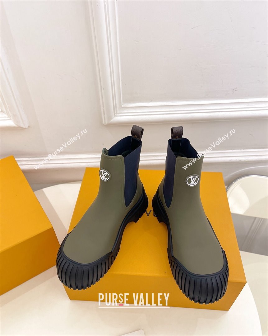 Louis Vuitton Rubby Flat Ankle Boot in Calf Leather Green 2023 1AAM0O (MD-231012131)