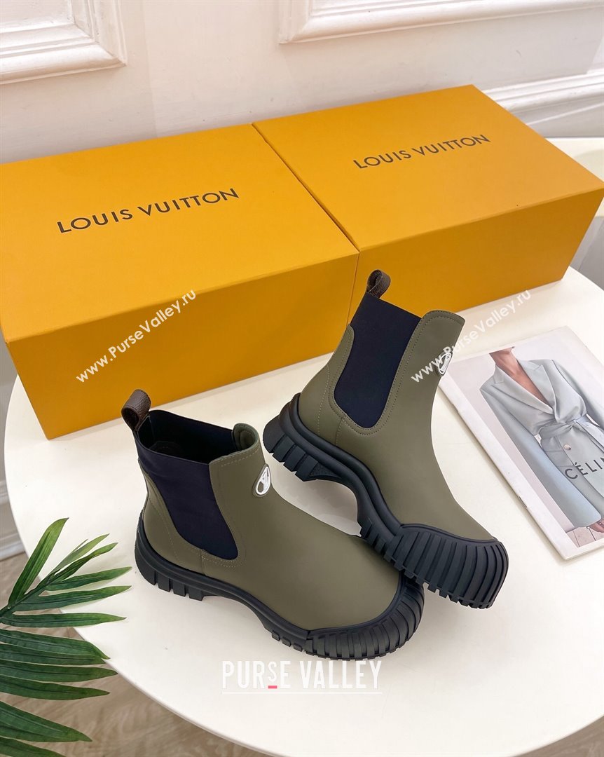 Louis Vuitton Rubby Flat Ankle Boot in Calf Leather Green 2023 1AAM0O (MD-231012131)