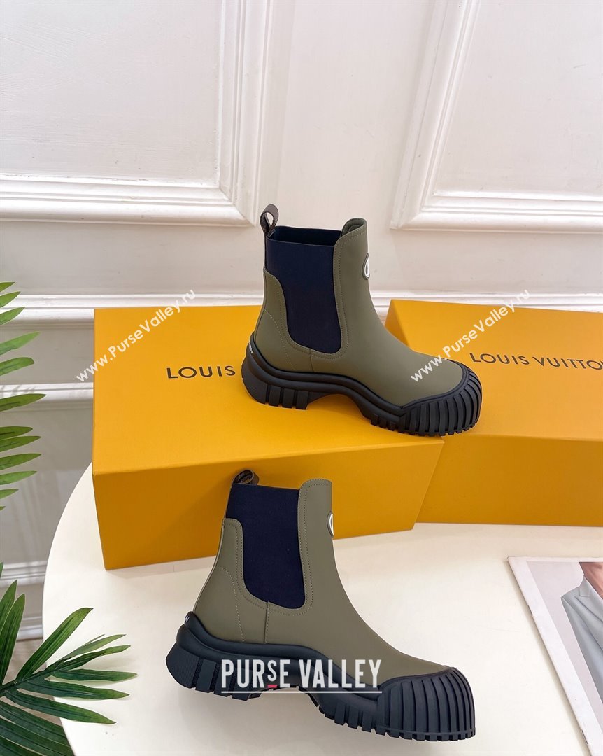 Louis Vuitton Rubby Flat Ankle Boot in Calf Leather Green 2023 1AAM0O (MD-231012131)