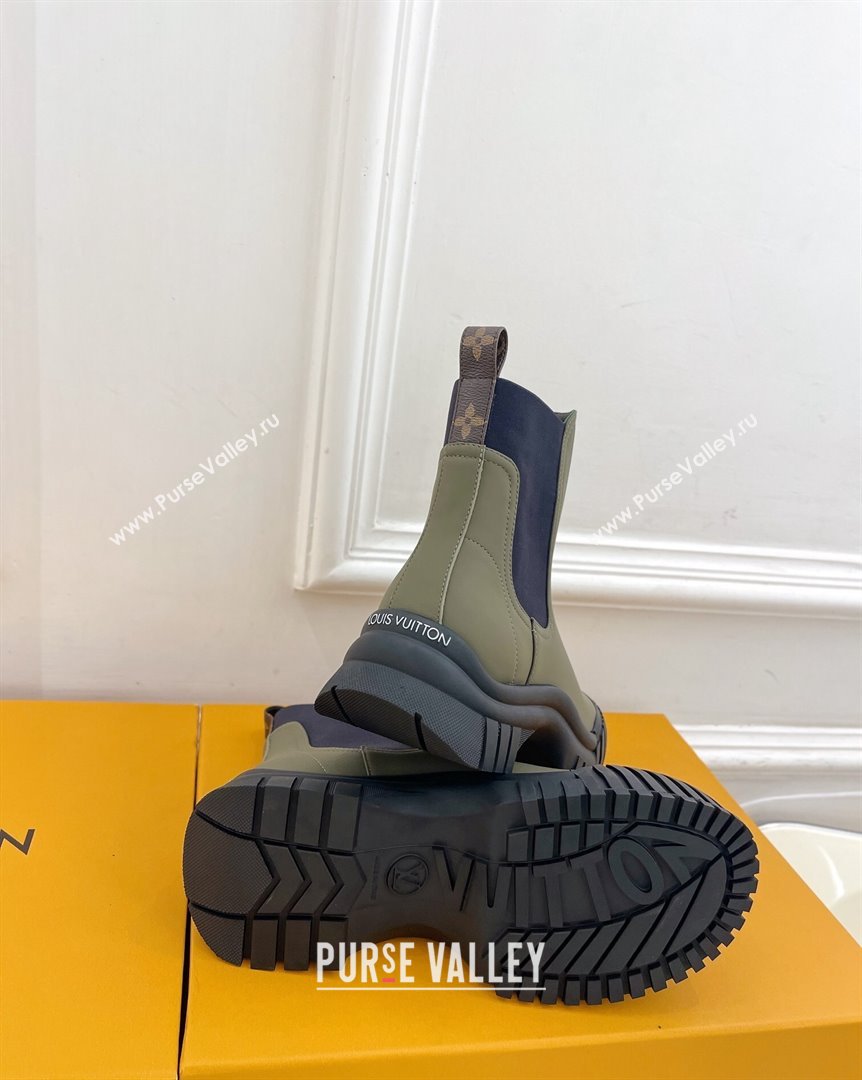 Louis Vuitton Rubby Flat Ankle Boot in Calf Leather Green 2023 1AAM0O (MD-231012131)