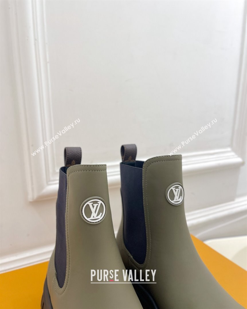 Louis Vuitton Rubby Flat Ankle Boot in Calf Leather Green 2023 1AAM0O (MD-231012131)