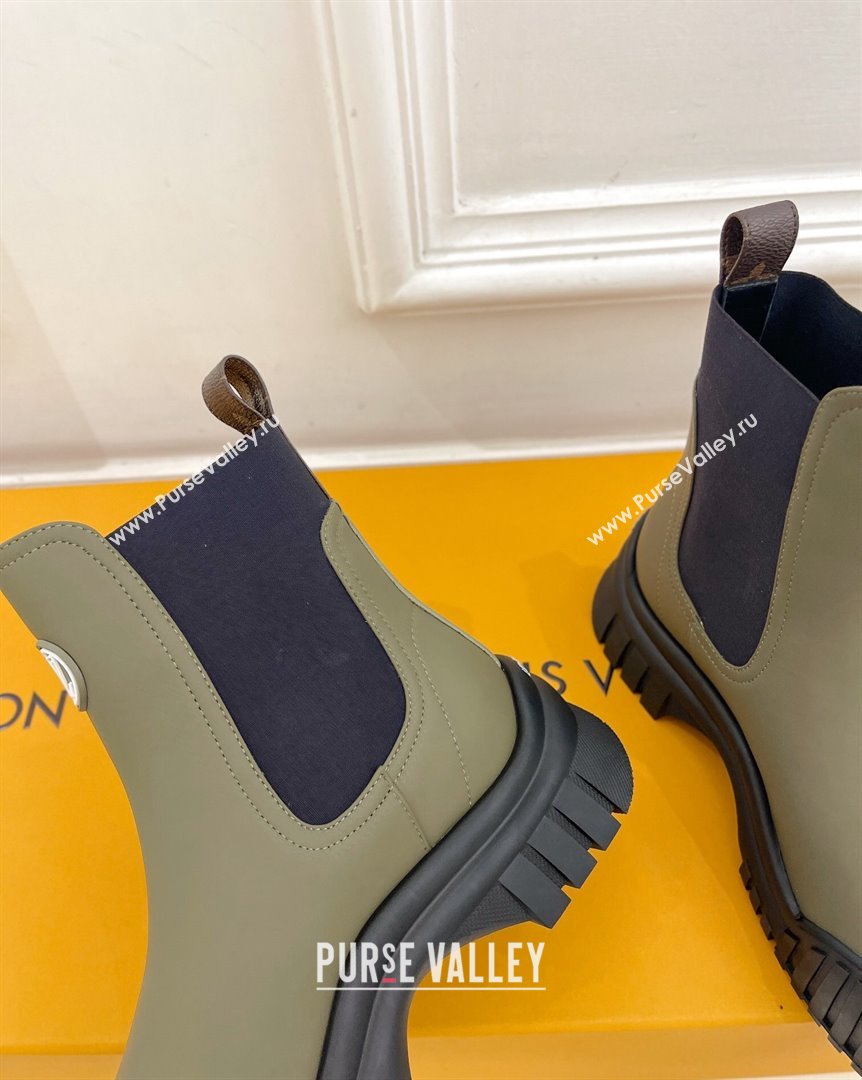 Louis Vuitton Rubby Flat Ankle Boot in Calf Leather Green 2023 1AAM0O (MD-231012131)