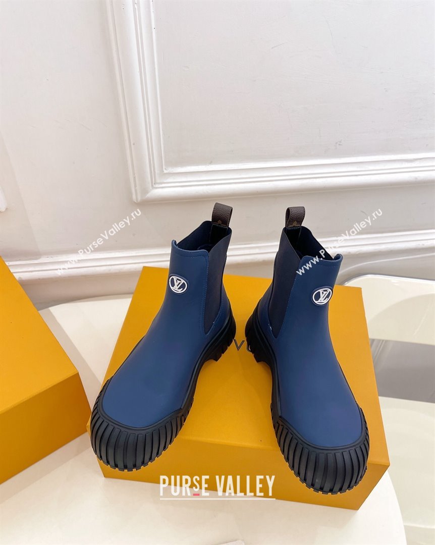 Louis Vuitton Rubby Flat Ankle Boot in Calf Leather Denim Blue 2023 1AAM0O (MD-231012132)