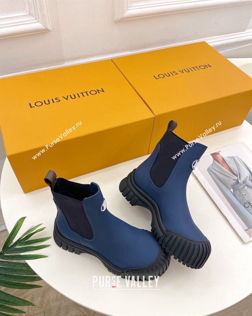 Louis Vuitton Rubby Flat Ankle Boot in Calf Leather Denim Blue 2023 1AAM0O (MD-231012132)