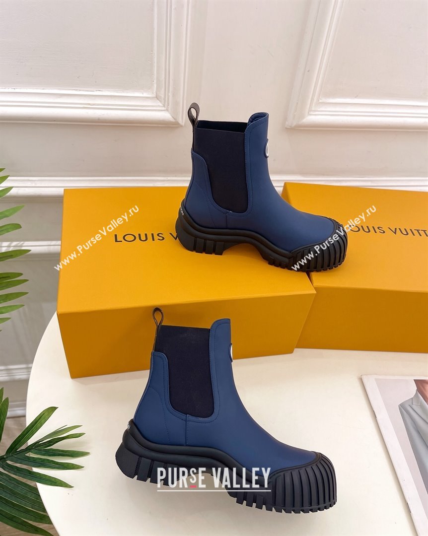 Louis Vuitton Rubby Flat Ankle Boot in Calf Leather Denim Blue 2023 1AAM0O (MD-231012132)