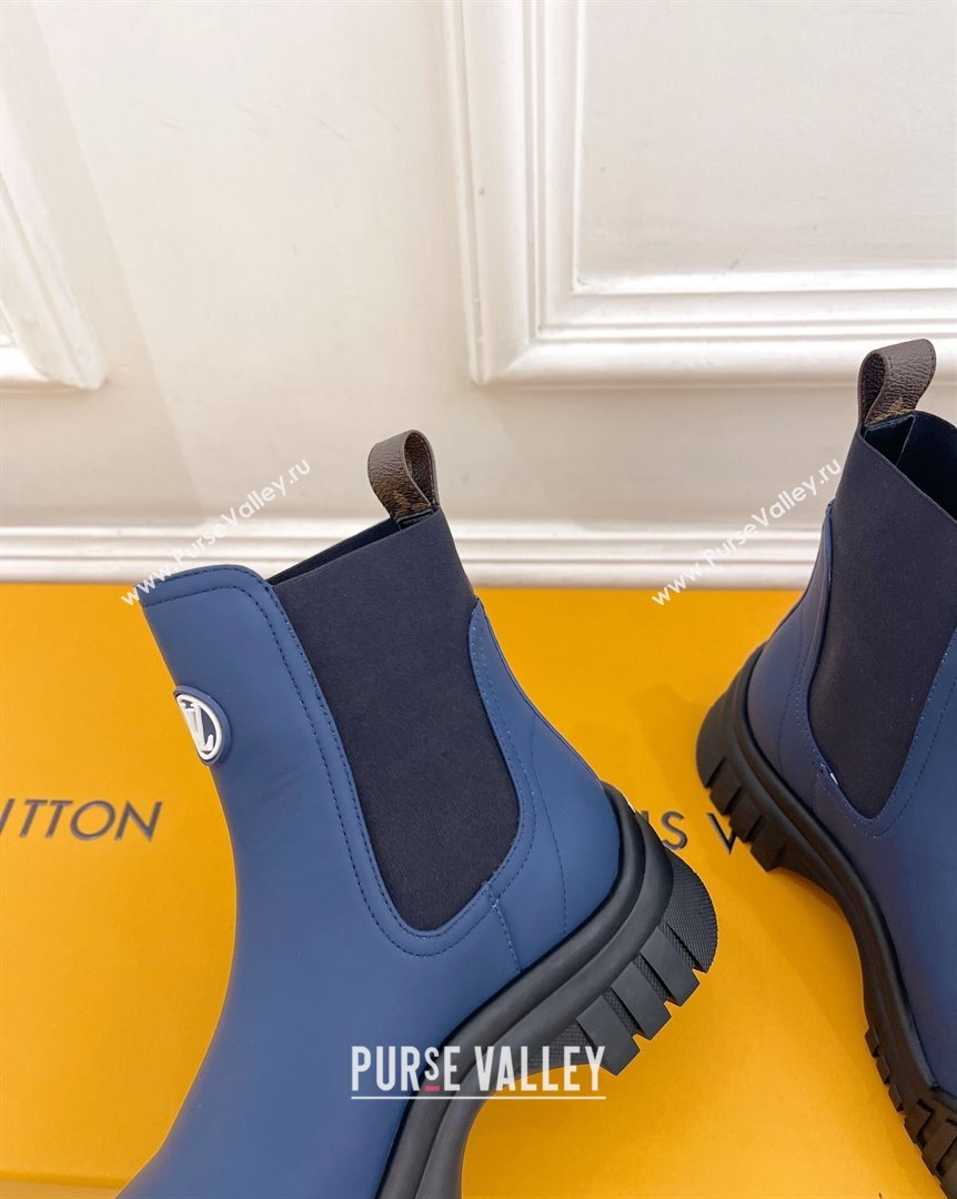 Louis Vuitton Rubby Flat Ankle Boot in Calf Leather Denim Blue 2023 1AAM0O (MD-231012132)