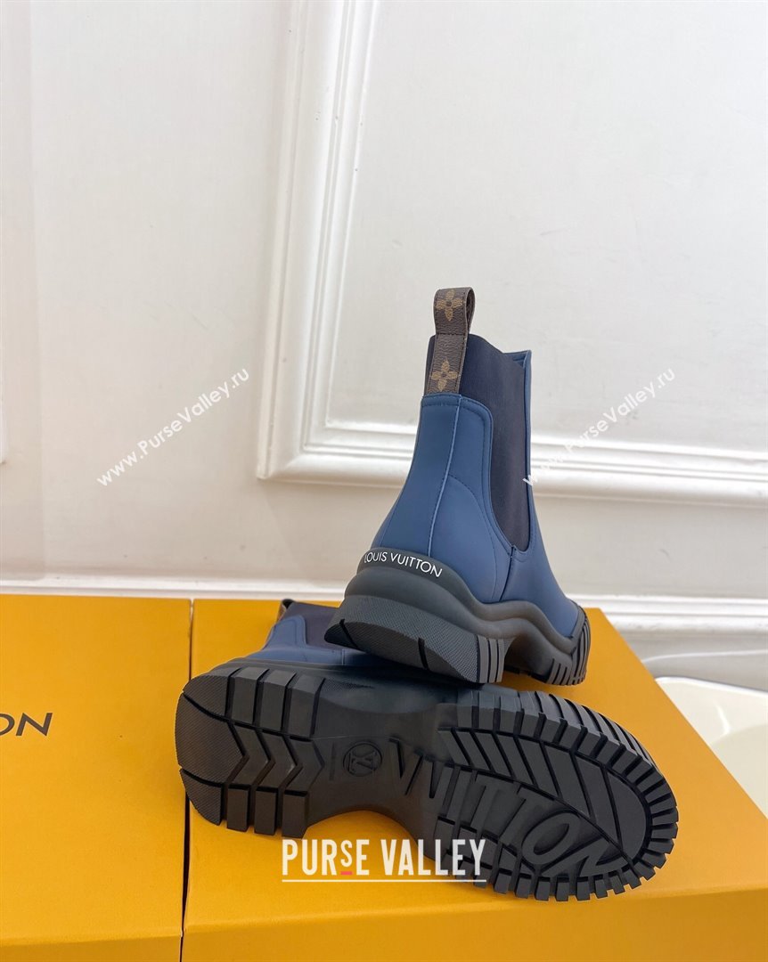 Louis Vuitton Rubby Flat Ankle Boot in Calf Leather Denim Blue 2023 1AAM0O (MD-231012132)