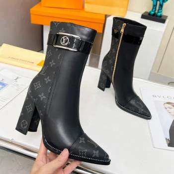 Louis Vuitton Monogram Canvas and Leather Ankle Boots 9.5cm Black 2023 LV101203 (MD-231012112)