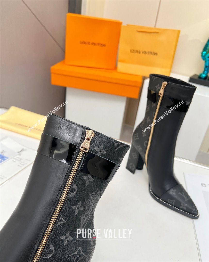 Louis Vuitton Monogram Canvas and Leather Ankle Boots 9.5cm Black 2023 LV101203 (MD-231012112)