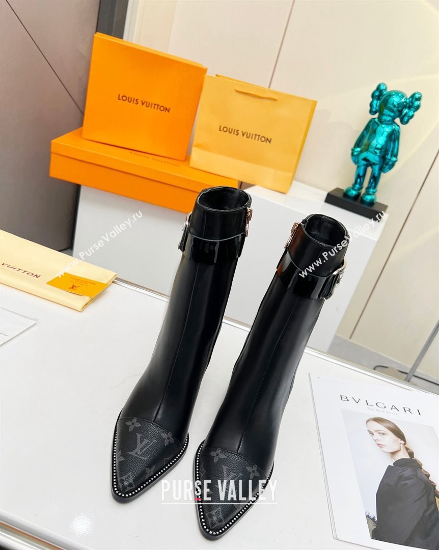 Louis Vuitton Monogram Canvas and Leather Ankle Boots 9.5cm Black 2023 LV101203 (MD-231012112)