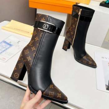 Louis Vuitton Monogram Canvas and Leather Ankle Boots 9.5cm Brown 2023 LV101203 (MD-231012114)