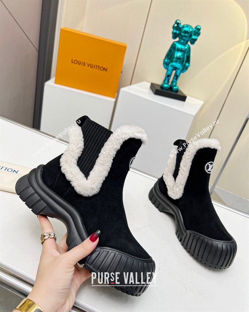 Louis Vuitton Ruby Ankle Boots in Suede and Wool Black 2023 LV101204 (MD-231012115)