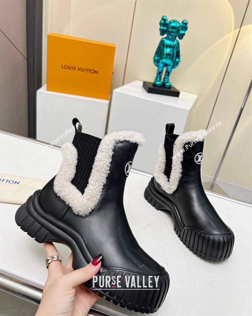 Louis Vuitton Ruby Ankle Boots in Calf Leather and Wool Black 2023 LV101204 (MD-231012117)