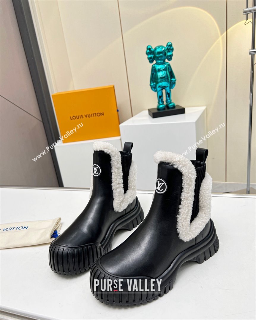 Louis Vuitton Ruby Ankle Boots in Calf Leather and Wool Black 2023 LV101204 (MD-231012117)