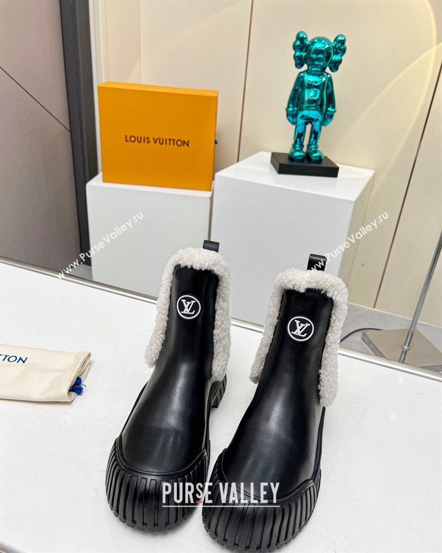 Louis Vuitton Ruby Ankle Boots in Calf Leather and Wool Black 2023 LV101204 (MD-231012117)