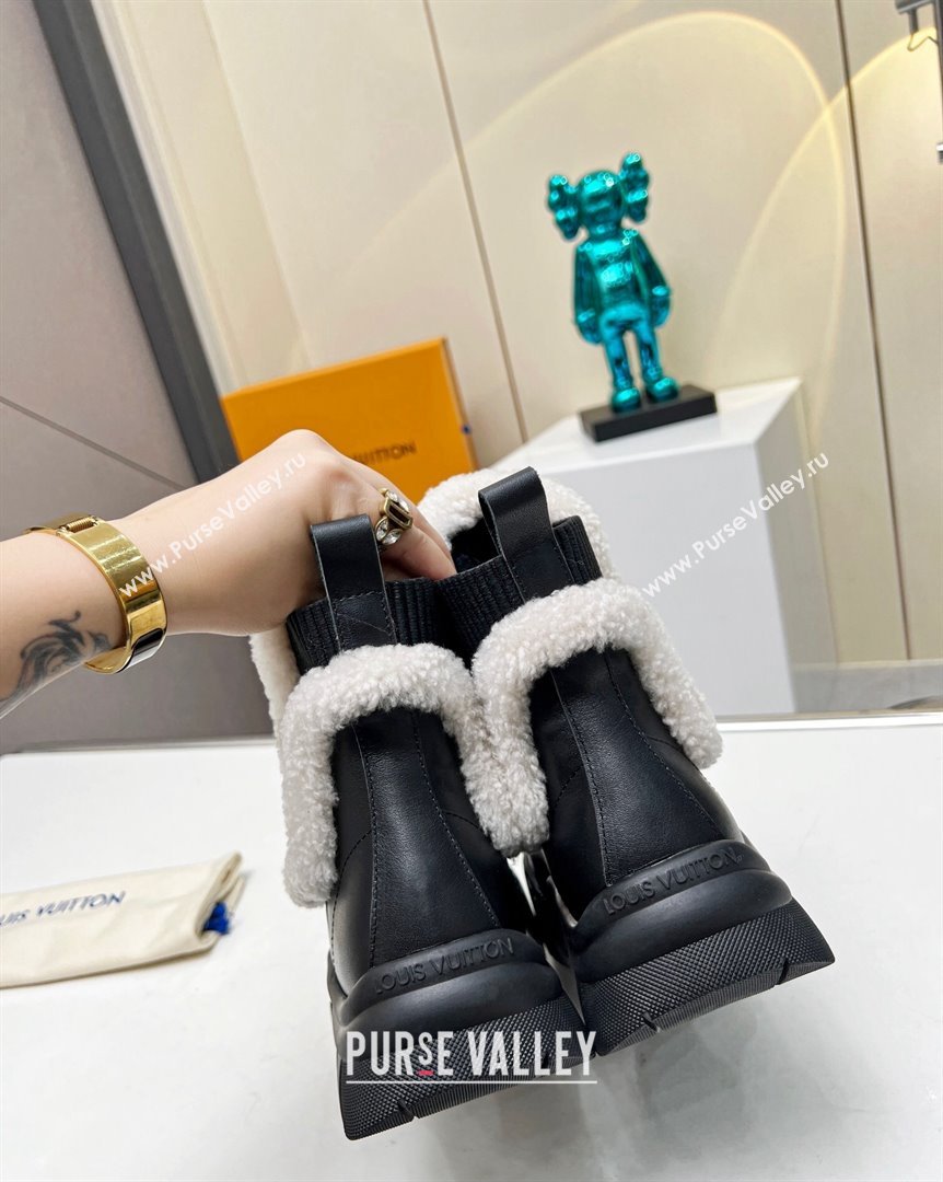 Louis Vuitton Ruby Ankle Boots in Calf Leather and Wool Black 2023 LV101204 (MD-231012117)
