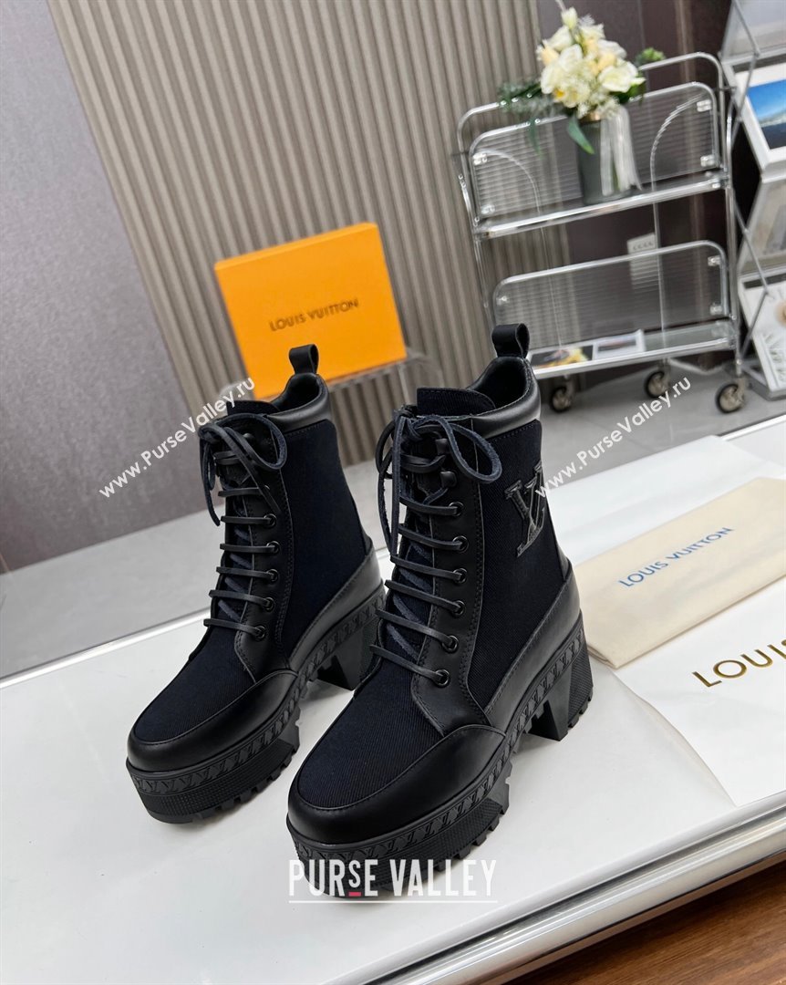 Louis Vuitton Laureate Platform Desert Ankle Boot in Leather and Textile Black 2023 1AC7S9 (MD-231012120)