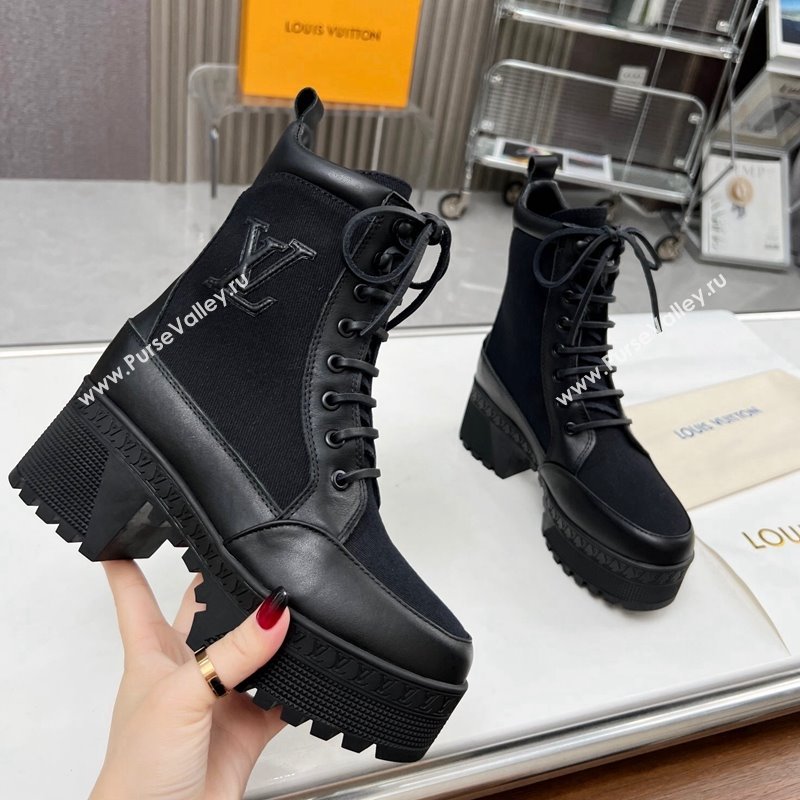 Louis Vuitton Laureate Platform Desert Ankle Boot in Leather and Textile Black 2023 1AC7S9 (MD-231012120)