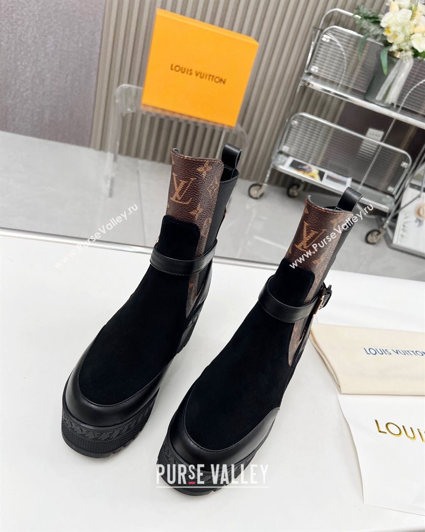 Louis Vuitton Laureate Platform Desert Ankle Boot with Buckle Strap Black/Monogram 2023 1ACAAE (MD-231012123)