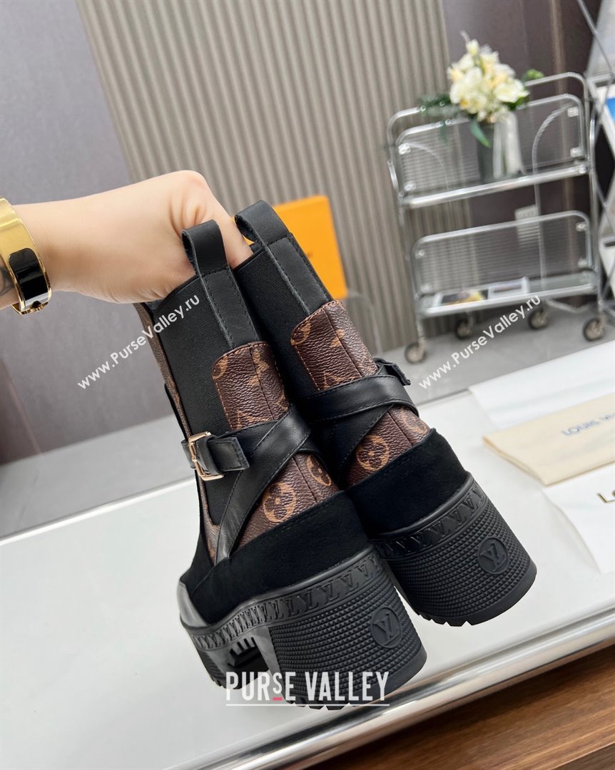 Louis Vuitton Laureate Platform Desert Ankle Boot with Buckle Strap Black/Monogram 2023 1ACAAE (MD-231012123)