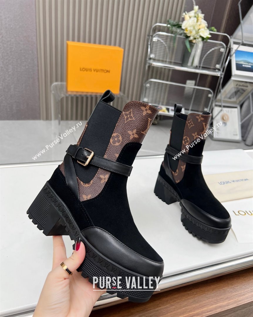 Louis Vuitton Laureate Platform Desert Ankle Boot with Buckle Strap Black/Monogram 2023 1ACAAE (MD-231012123)