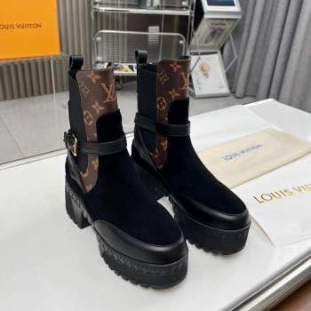 Louis Vuitton Laureate Platform Desert Ankle Boot with Buckle Strap Black/Monogram 2023 1ACAAE (MD-231012123)