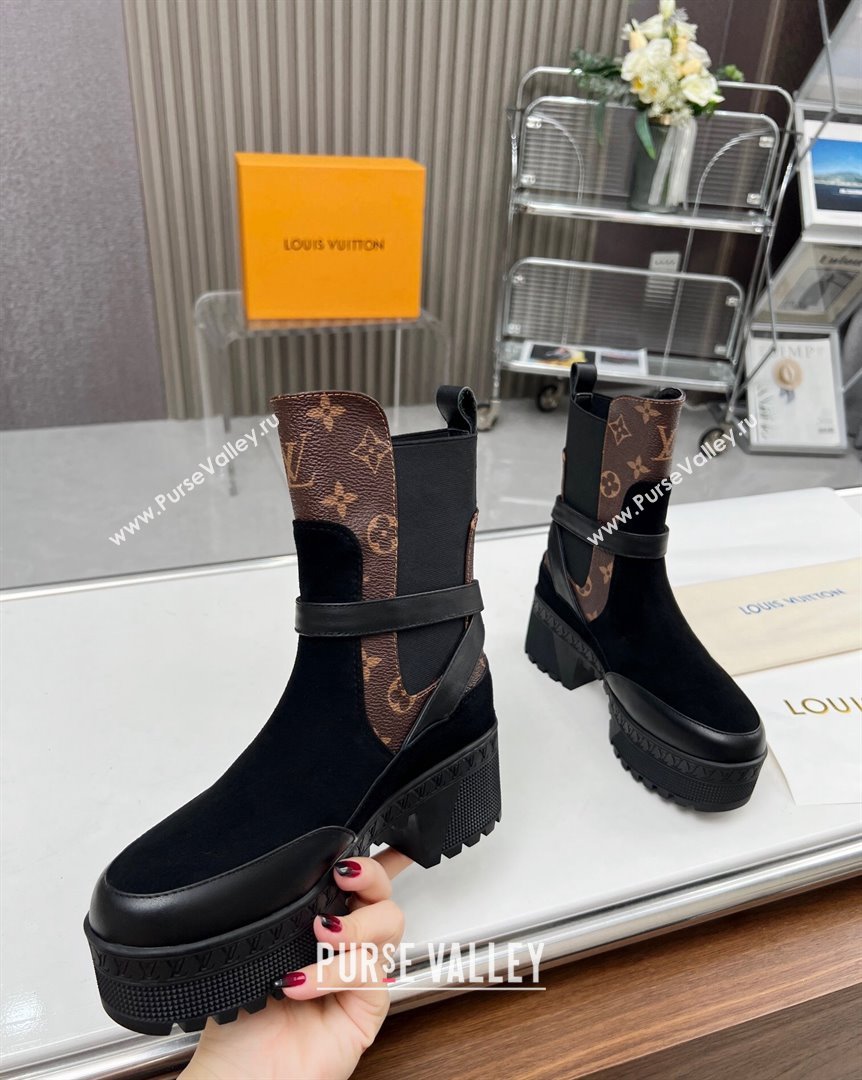 Louis Vuitton Laureate Platform Desert Ankle Boot with Buckle Strap Black/Monogram 2023 1ACAAE (MD-231012123)