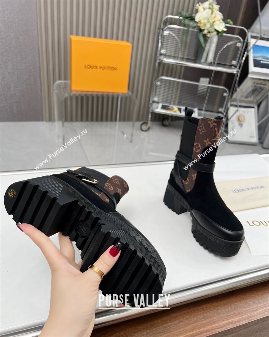 Louis Vuitton Laureate Platform Desert Ankle Boot with Buckle Strap Black/Monogram 2023 1ACAAE (MD-231012123)