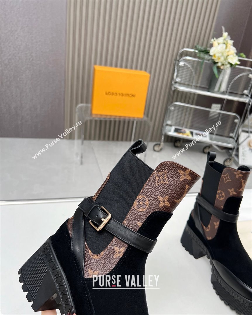 Louis Vuitton Laureate Platform Desert Ankle Boot with Buckle Strap Black/Monogram 2023 1ACAAE (MD-231012123)