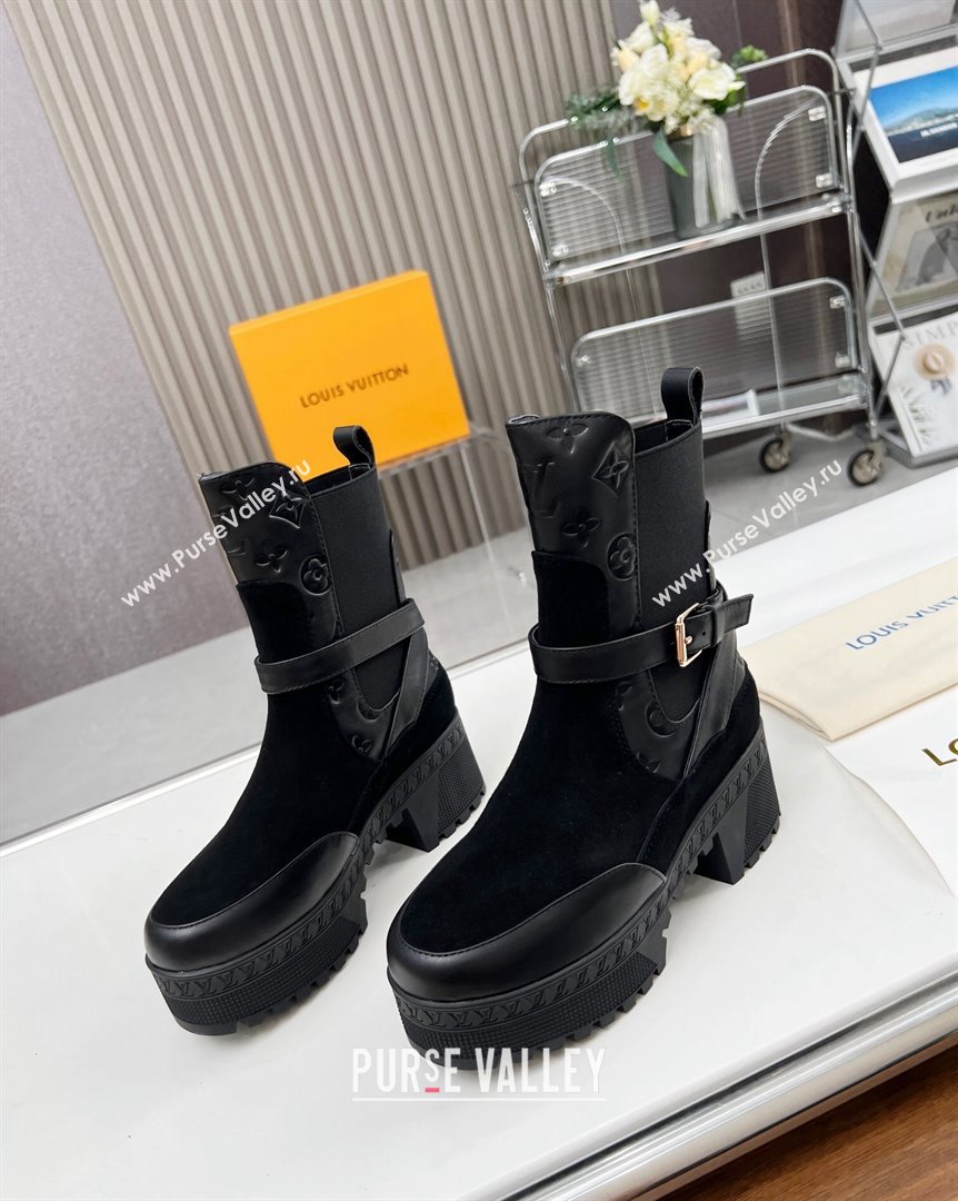 Louis Vuitton Laureate Platform Desert Ankle Boot with Buckle Strap Black 2 2023 1ACAAE (MD-231012124)