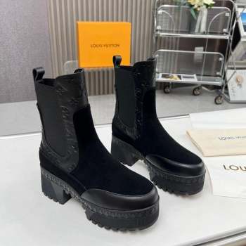 Louis Vuitton Laureate Platform Chelsea Ankle Boot Black Suede and Leather 2023 1AC7WU (MD-231012126)