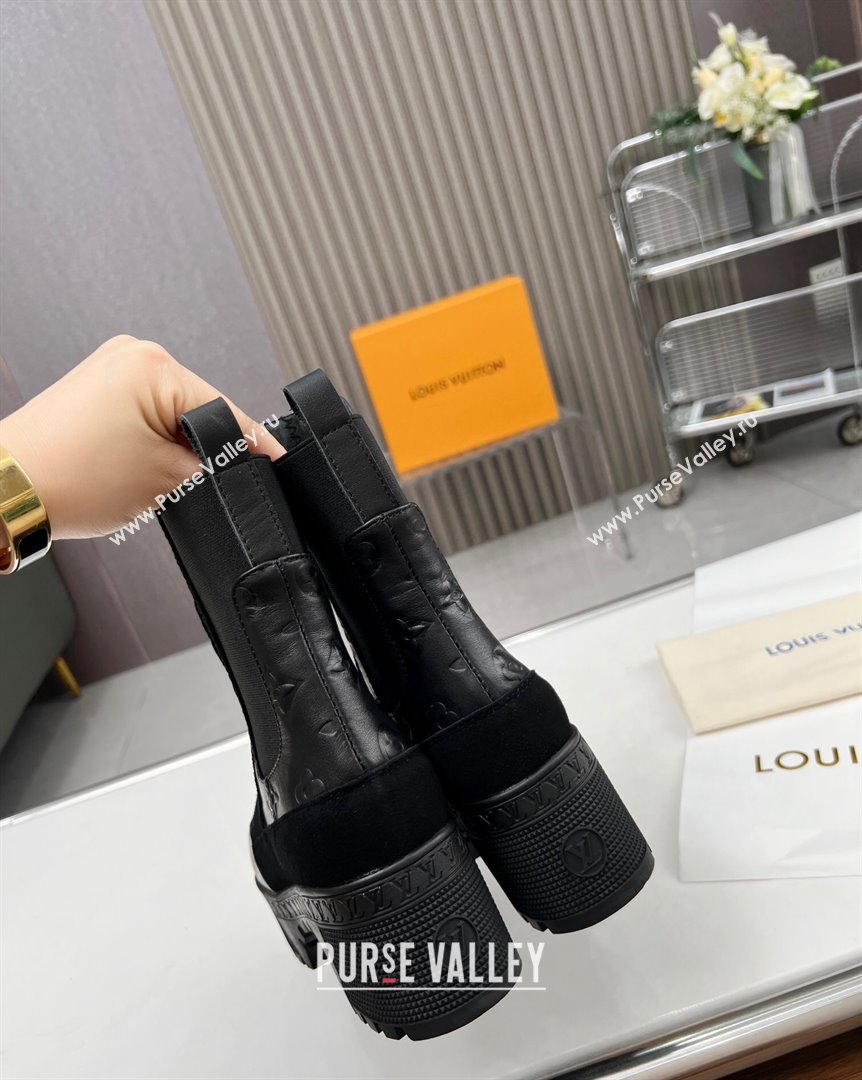 Louis Vuitton Laureate Platform Chelsea Ankle Boot Black Suede and Leather 2023 1AC7WU (MD-231012126)