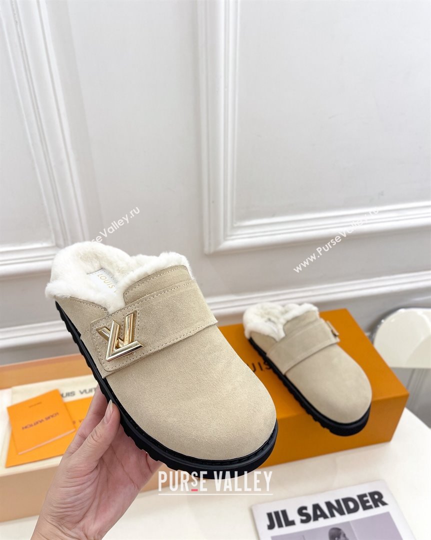 Louis Vuitton LV Cosy Flat Comfort Clog Mules in Suede Light Beige 2023 1AC6Z3 (MD-231012136)