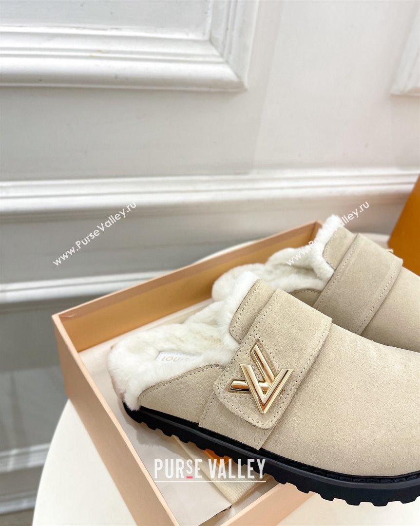 Louis Vuitton LV Cosy Flat Comfort Clog Mules in Suede Light Beige 2023 1AC6Z3 (MD-231012136)