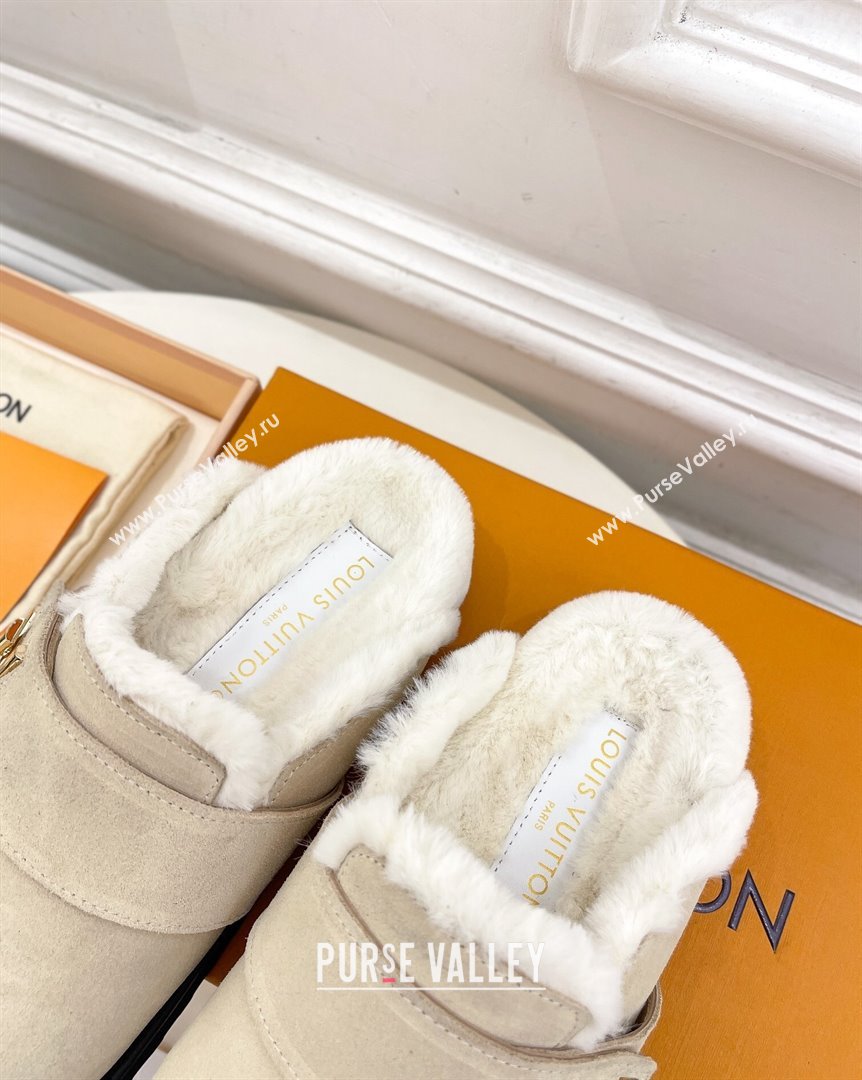 Louis Vuitton LV Cosy Flat Comfort Clog Mules in Suede Light Beige 2023 1AC6Z3 (MD-231012136)